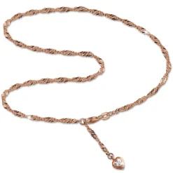 SilberDream Fußkette Herz Zirkonia 25,5cm Rose vergoldet und 925 Silber SDF0295E