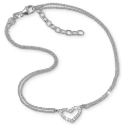SilberDream Fußkette Herz Zirkonia weiß 27cm Damenschmuck 925er Silber SDF0383J