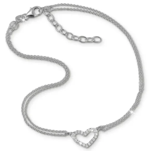 SilberDream Fußkette Herz Zirkonia weiß 27cm Damenschmuck 925er Silber SDF0383J