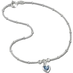 SilberDream Fußkette Herz 25cm Zirkonia blau Silber SDF2025B