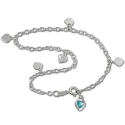 SilberDream Fußkette Herz 23cm Zirkonia hellblau Silber SDF2013H