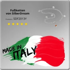 SilberDream Fußkette Herz 23cm Zirkonia bernstein Silber SDF2013Y