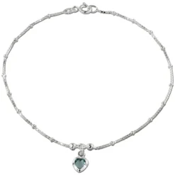 SilberDream Fußkette Herz 23cm Zirkonia hellblau Silber SDF2023H