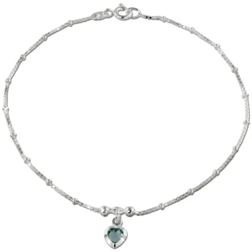 SilberDream Fußkette Herz 23cm Zirkonia hellblau Silber SDF2023H