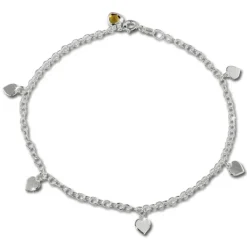 SilberDream Fußkette Herz 25cm Zirkonia bernstein Silber SDF2015Y