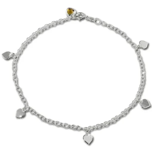 SilberDream Fußkette Herz 25cm Zirkonia bernstein Silber SDF2015Y