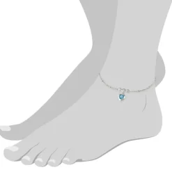 SilberDream Fußkette Herz 23cm Zirkonia hellblau Silber SDF2023H