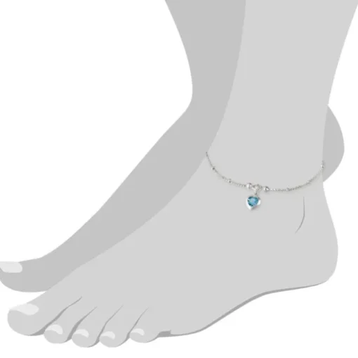 SilberDream Fußkette Herz 23cm Zirkonia hellblau Silber SDF2023H
