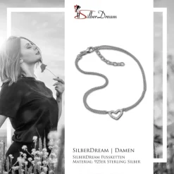 SilberDream Fußkette Herz Zirkonia weiß 27cm Damenschmuck 925er Silber SDF0383J