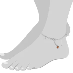 SilberDream Fußkette Herz 25cm Zirkonia bernstein Silber SDF2015Y