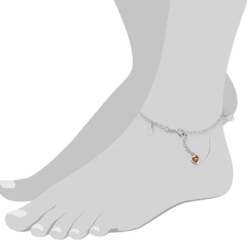 SilberDream Fußkette Herz 25cm Zirkonia bernstein Silber SDF2015Y