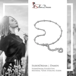 SilberDream Fußkette Herz offen 26cm 925 Sterling Silber SDF2096