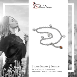 SilberDream Fußkette Herz 25cm Zirkonia bernstein Silber SDF2015Y