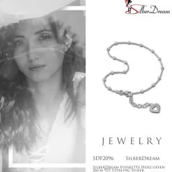SilberDream Fußkette Herz offen 26cm 925 Sterling Silber SDF2096