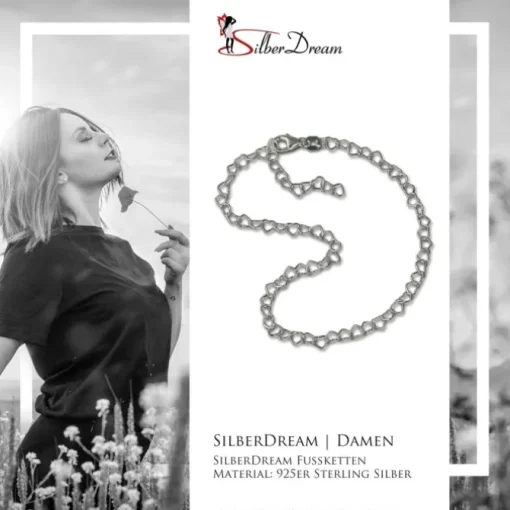 SilberDream Fußkette Herzchen 25cm 925er Silber SDF0275J