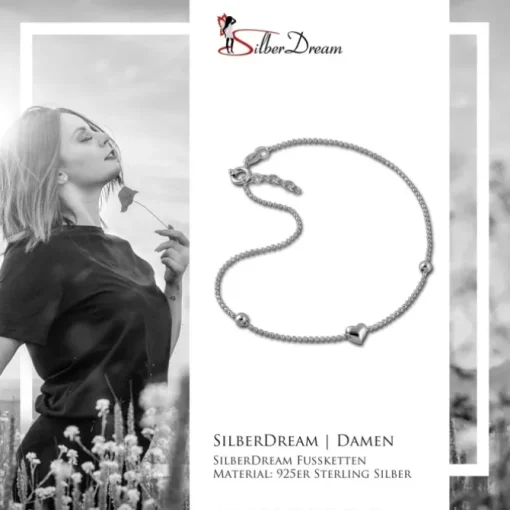 SilberDream Fußkette Herzchen 25cm 925 Sterling Silber SDF2045