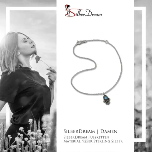 SilberDream Fußkette Indische Hand 25cm Damenschmuck 925er Silber SDF8002T