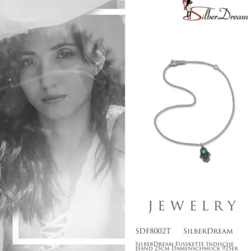 SilberDream Fußkette Indische Hand 25cm Damenschmuck 925er Silber SDF8002T