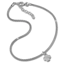SilberDream Fußkette Kleeblatt rund 27cm 925 Sterling Silber SDF2214J
