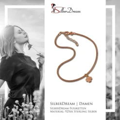 SilberDream Fußkette Kleeblatt rose vergoldet 27cm 925 Sterling Silber SDF2214E