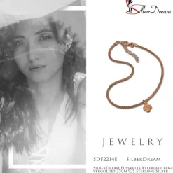 SilberDream Fußkette Kleeblatt rose vergoldet 27cm 925 Sterling Silber SDF2214E