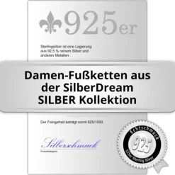 SilberDream Fußkette Kleeblatt rund 27cm 925 Sterling Silber SDF2214J