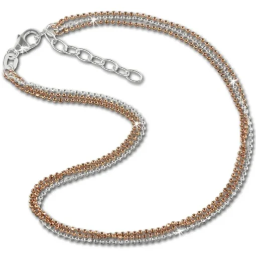 SilberDream Fußkette Kugeln Rose vergoldet und 925er Silber SDF2123E