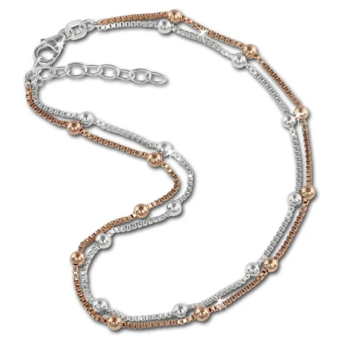 SilberDream Fußkette Kugel Rose vergoldet und 925er Silber SDF2133E