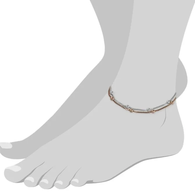 SilberDream Fußkette Kugel Rose vergoldet und 925er Silber SDF2133E