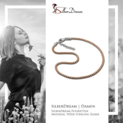 SilberDream Fußkette Kugeln 27cm diamantiert rose 925 Sterling Silber SDF2164E