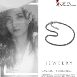 SilberDream Fußkette Kugeln 27cm geschwärzt diamantiert 925 Silber SDF2164K