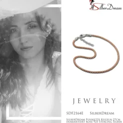 SilberDream Fußkette Kugeln 27cm diamantiert rose 925 Sterling Silber SDF2164E