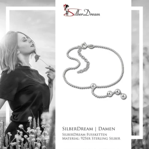 SilberDream Fußkette Kugel 25,5cm 925 Sterling Silber SDF2035