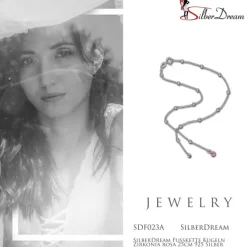 SilberDream Fußkette Kugeln Zirkonia rosa 25cm 925 Silber SDF023A
