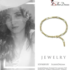 SilberDream Fußkette Laguna 925 Sterling Silber vergoldet Damen 28cm SDFK0018Y