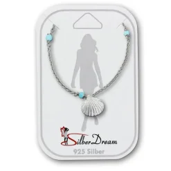 SilberDream Fußkette Muschel hellblau 25cm 925 Sterling Silber SDF5245H