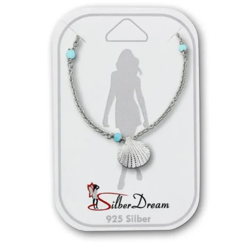 SilberDream Fußkette Muschel hellblau 25cm 925 Sterling Silber SDF5245H