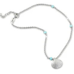SilberDream Fußkette Muschel hellblau 25cm 925 Sterling Silber SDF5245H