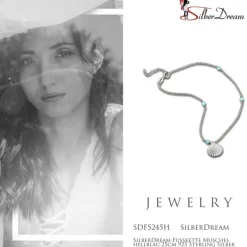 SilberDream Fußkette Muschel hellblau 25cm 925 Sterling Silber SDF5245H