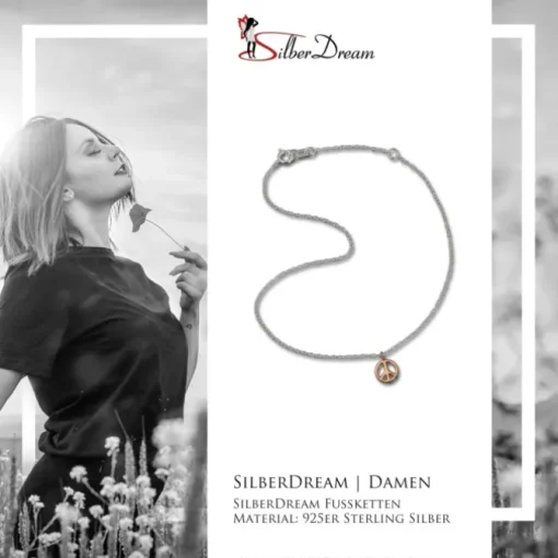 SilberDream Fußkette Peace rose vergoldet 925er Sterling Silber SDF8001E