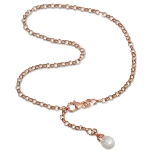 SilberDream Fußkette Perle 26cm Rose vergoldet und 925 Silber SDF0315E