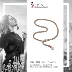 SilberDream Fußkette Perle 26cm Rose vergoldet und 925 Silber SDF0315E