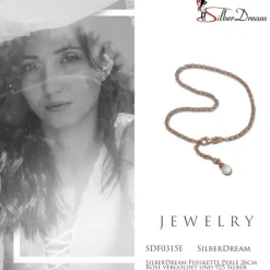 SilberDream Fußkette Perle 26cm Rose vergoldet und 925 Silber SDF0315E