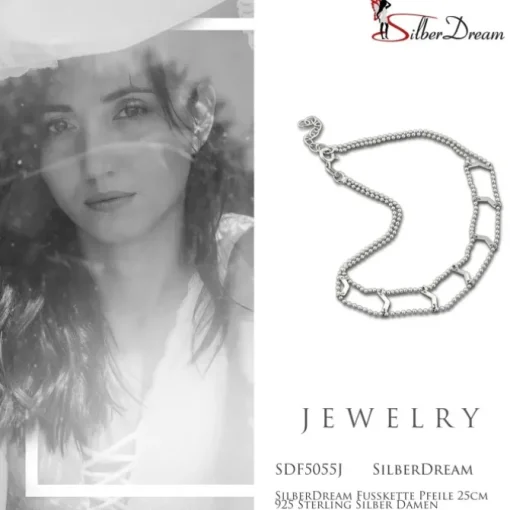 SilberDream Fußkette Pfeile 25cm 925 Sterling Silber Damen SDF5055J