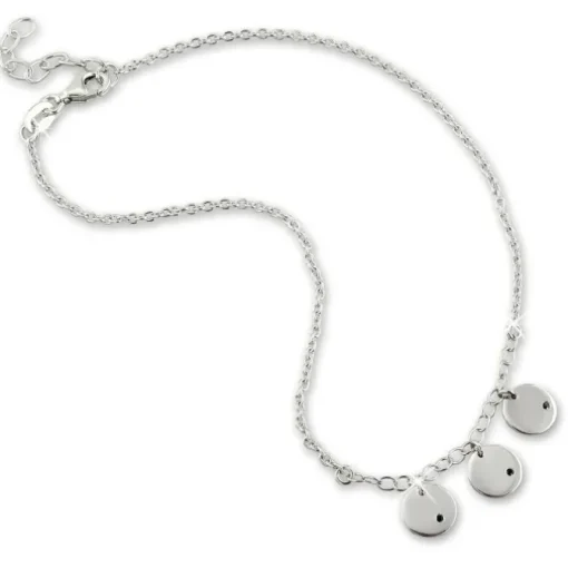 SilberDream Fußkette Plättchen Zirkonia schwarz 25cm 925 Silber SDF5115J