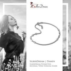 SilberDream Fußkette Plättchen 27cm 925 Sterling Silber SDF2184J