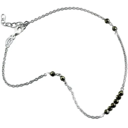 SilberDream Fußkette Pyrit Perlen geschliffen 25cm 925 Sterling Silber SDF5125K