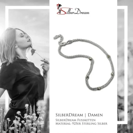 SilberDream Fußkette Pyrit Perlen geschliffen 25cm 925 Sterling Silber SDF5005K