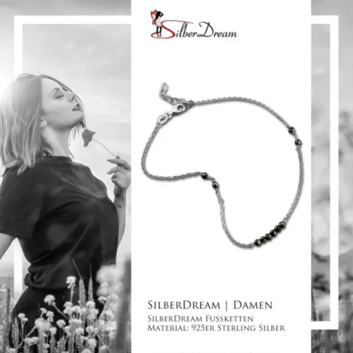 SilberDream Fußkette Pyrit Perlen geschliffen 25cm 925 Sterling Silber SDF5125K