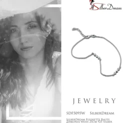 SilberDream Fußkette Raute Zirkonia weiß 25cm 925 Silber Damen SDF5095W